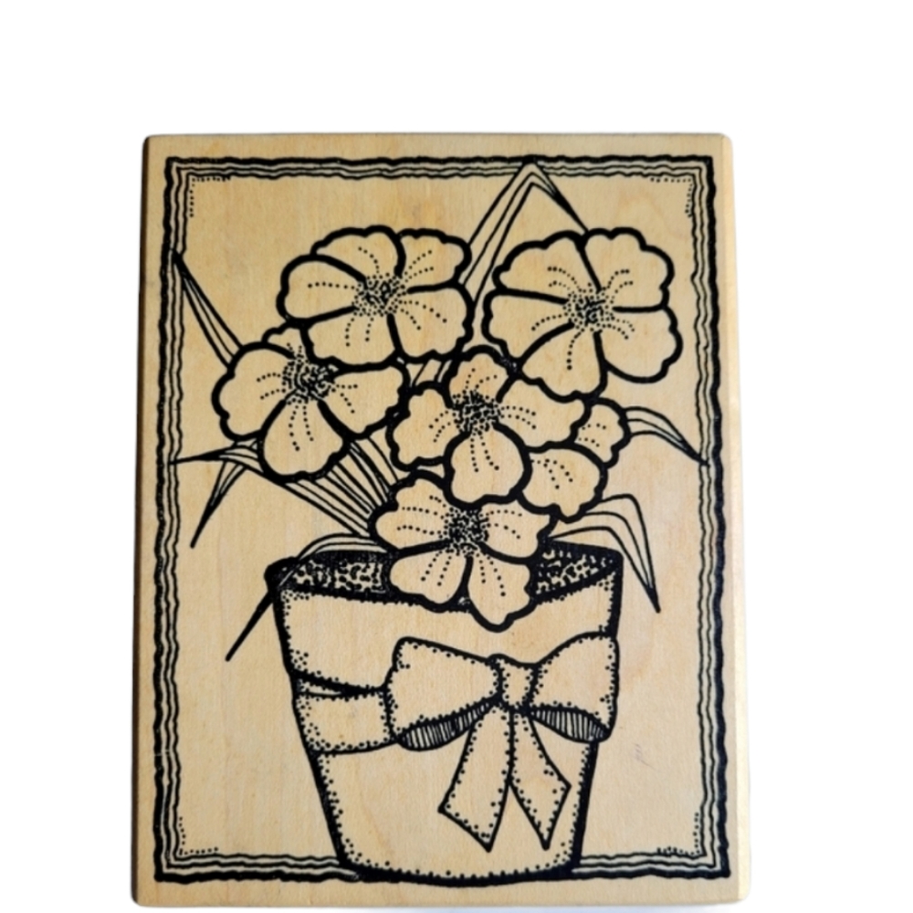 Vintage 1998 Potted Plant East Coast Art Stamp Approximately 3.5" x 4.5"